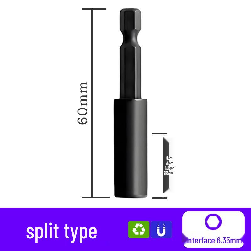 60mm Strong Magnetic Blackened Stainless Steel Screwdriver Bit Holder - Impact Resistant, Split/Integrated Type