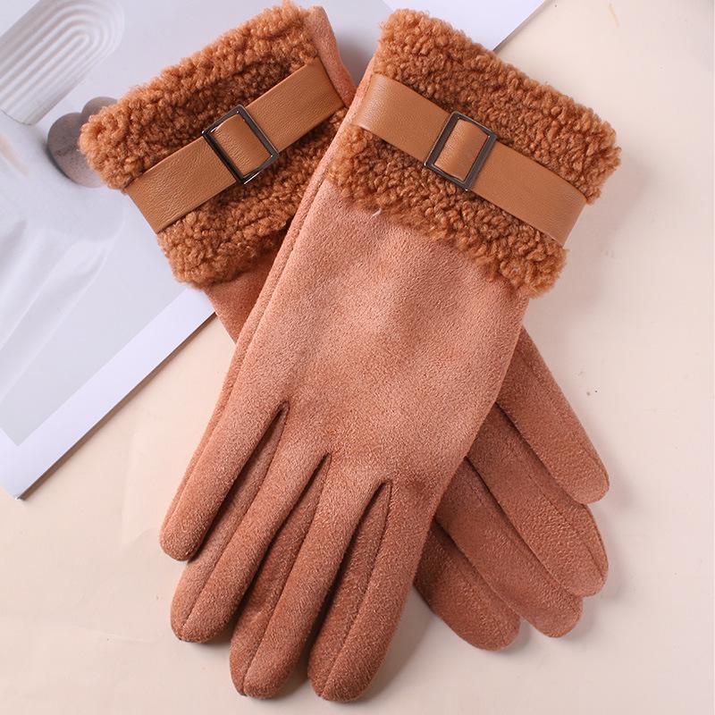 Women's Winter 2025 Touchscreen Cycling Gloves - Windproof, Cold-Proof, Split-Finger Design with Fur Trim.