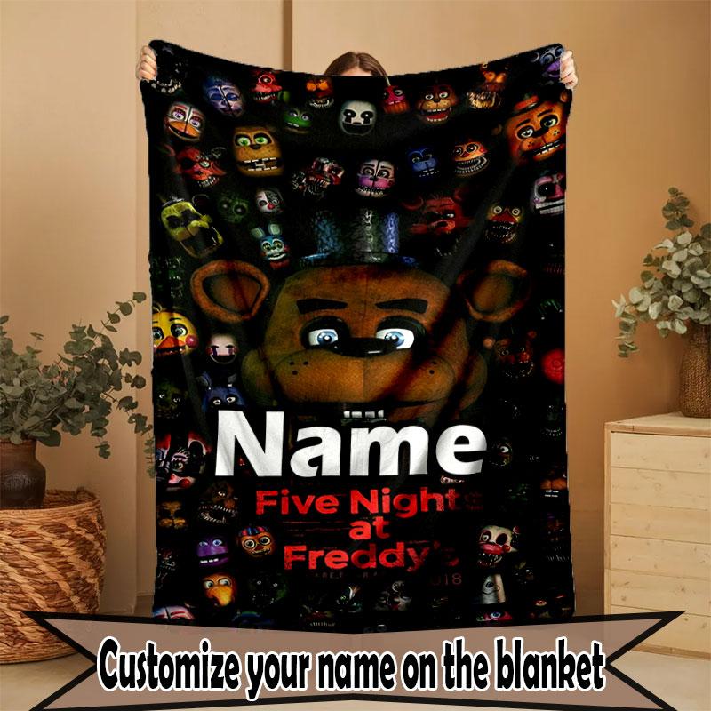 Custom Name Personalized Five Nights at Freddy's Print Blanket, Home Decor, Bedroom, Sofa, Camping, Couch, Gifts for Birthday Christmas
