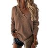 Maglione Casual alla Moda da Donna Autunno e Inverno Colore Unico Maglia a Manica Lunga con Scollo a V Top in Maglia da Donna Commercio Estero