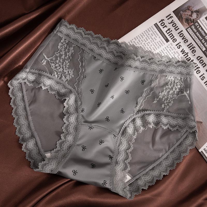 Girl Summer Thin and Sweet Sexy Lace Butterfly Satin Breathable Briefs