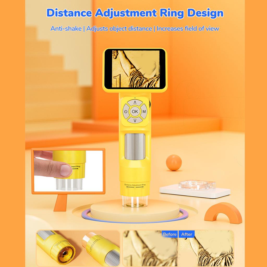 Handheld Digital Microscope 2.8 Inch IPS Screen Rechargeable Portable Digital Magnifying Glass with 8 LED Lights
