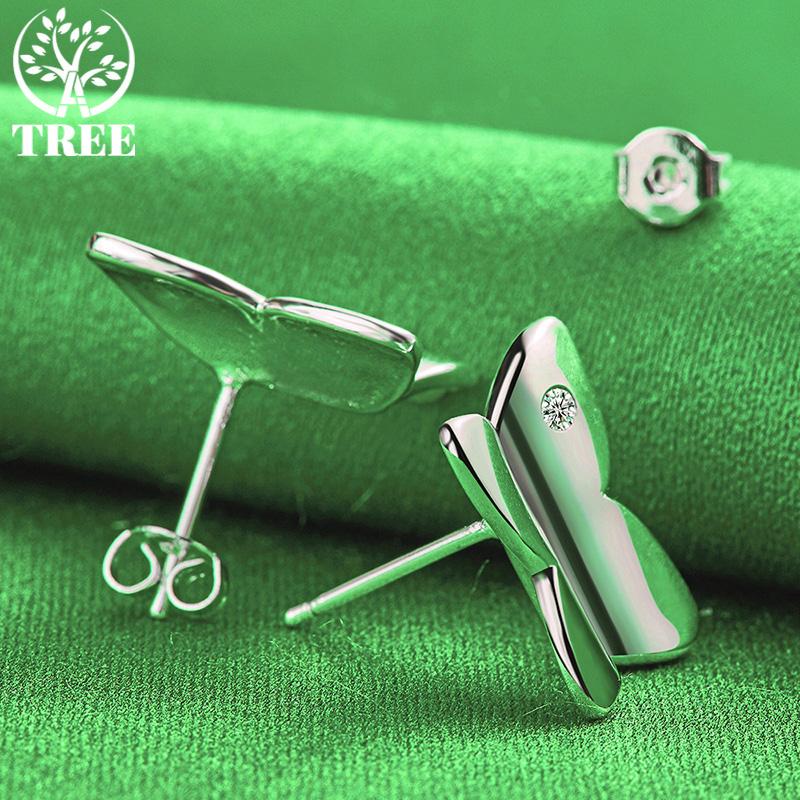 Luxury Beautiful 925 Sterling Silver AAA Zircon Butterfly Stud Earrings Exquisite Jewelry For Women Birthday Wedding Party Gifts