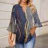 3/4 Sleeve Shirts For Women's Fashion Casual Round Neck Printed T-Shirt Top