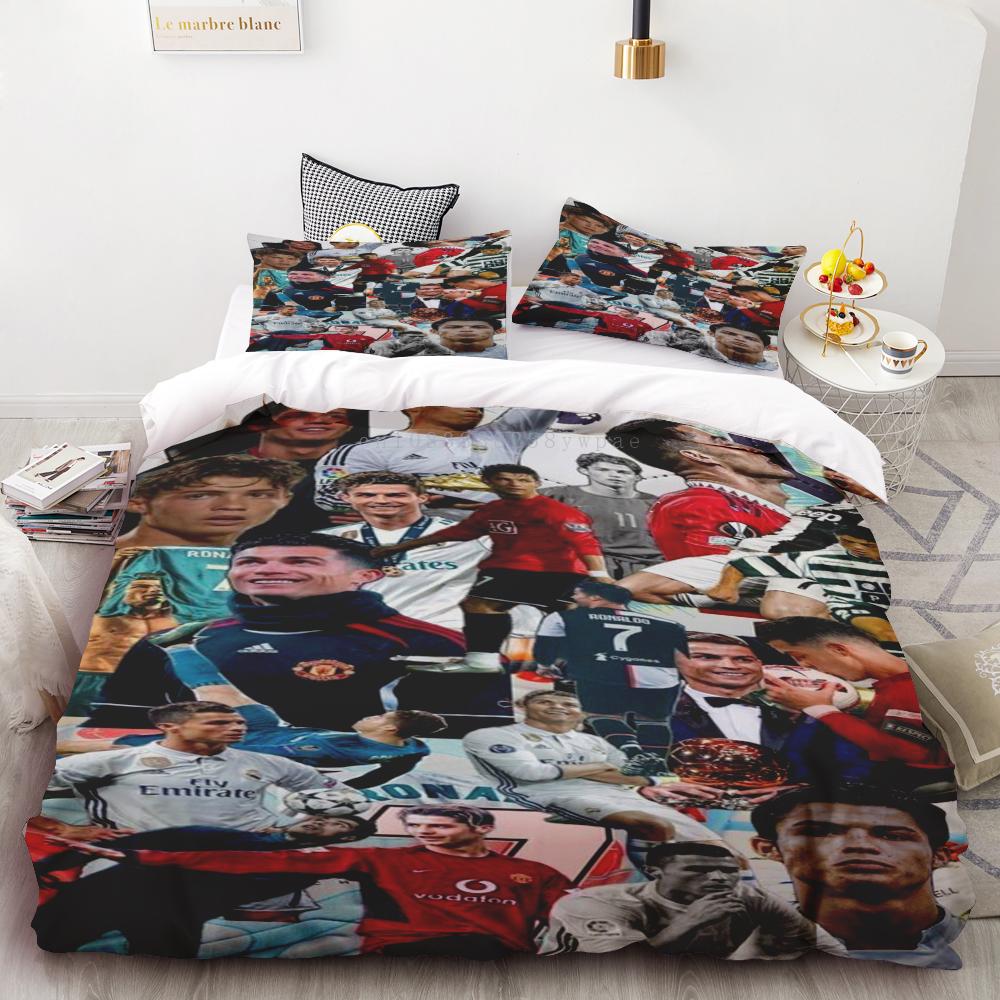 Duvet Cover Duvet Cover Football Star CR7 Soccer 3D Bedding Set Boys Girls Twin Queen Size Bed Boys Adult Fashion Home Textile