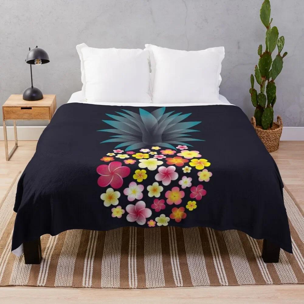 Cartoon Fresh Pineapple Flannel Throw Blanket Colourful Pattern King Queen Size For Couch Sofa Bed Lightweight Warm Super Soft 70x100cm-XS