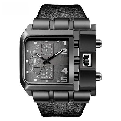 Oulm Men's Large Dial Quartz Watch - Casual Belt with Unique Square Design