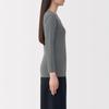 MUJI Warm Cotton Thick Sleeve FCD16A5A Medium Gray M Women's U-Neck 3/4 T-Shirt Women's