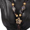 Vintage Bohemian Ceramic Bead Necklace Braided Rope Flower Long Y Necklace Handmade Retro Jewelry Gift for Women