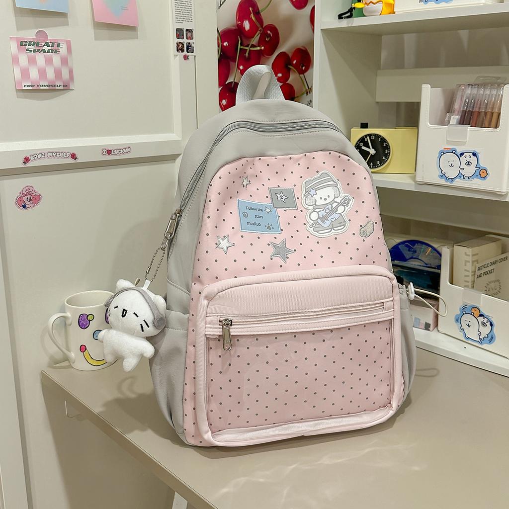 Schoolbag new small fresh schoolbag female cute polka dot niche junior high school student backpack lightweight large capacity class backpack