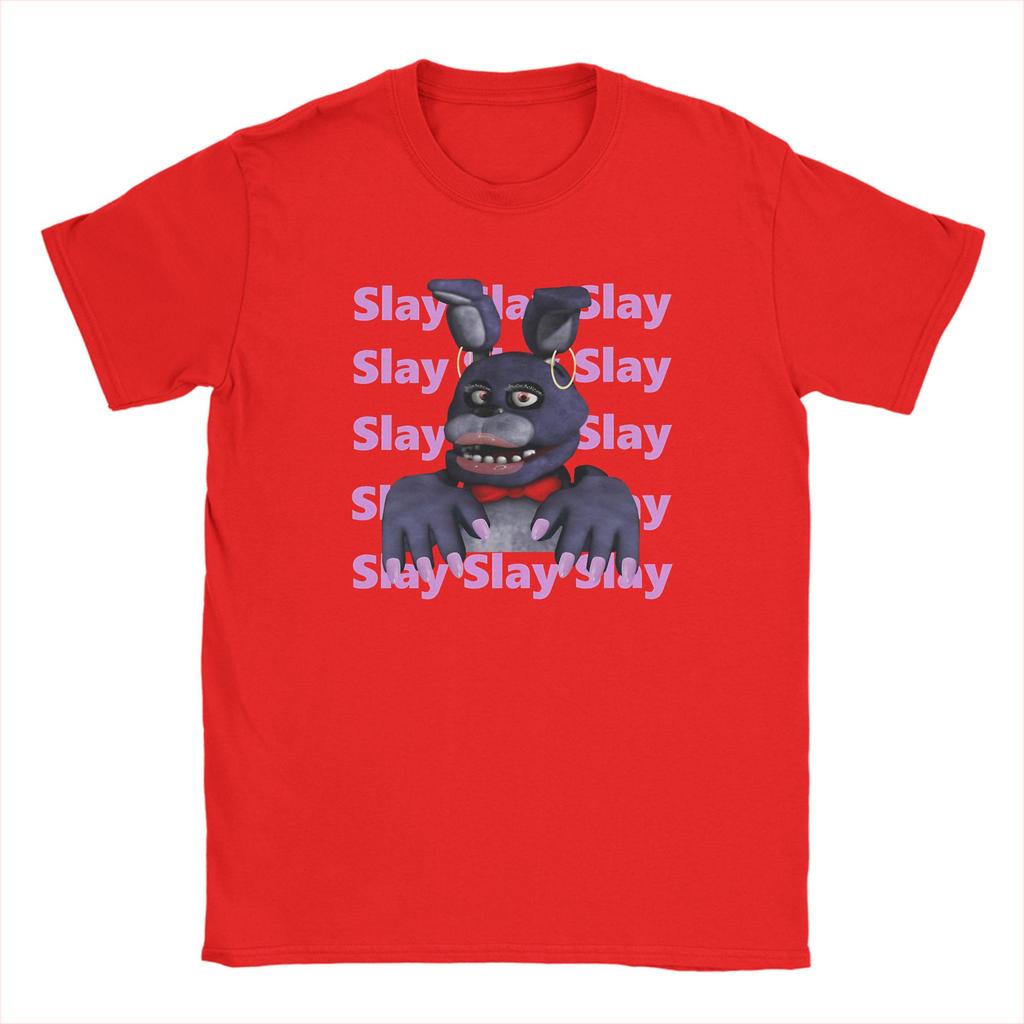 Fnaf slay meme on periodt Men T Shirts FNAF At Freddys Tee Shirt Short Sleeve Round Collar TShirt Pure Cotton Summer Clothes