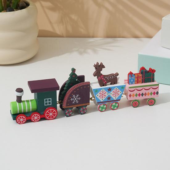 Julepynt Tog Tre Festlig Mini Tog Ornament Julepynt Tog Midtpunkt for Peishylle Spisebord Godt Nyttår Gave