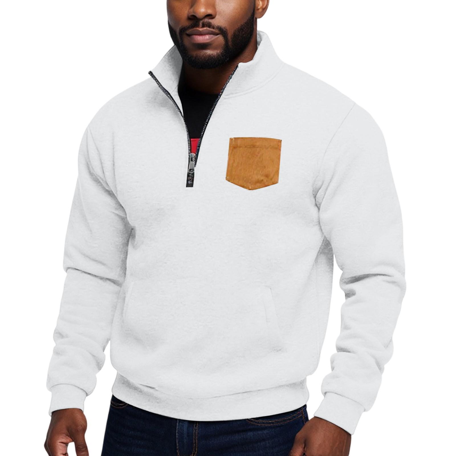 

Men s Half Zipper Stand Up Collar Casual Sweatshirt S білий