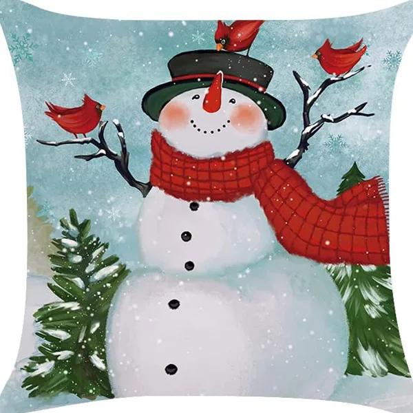 Winter Series Christmas Eve Linen Pillowcase Home Living Room Sofa Bedroom Cushion
