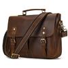 Maletín Vintage de Cuero Crazy Horse para Portátil de 14 Pulgadas Bolsa de Negocios para Viajeros Hombres Bolso de Mano Cruzado Hombro Mensajero