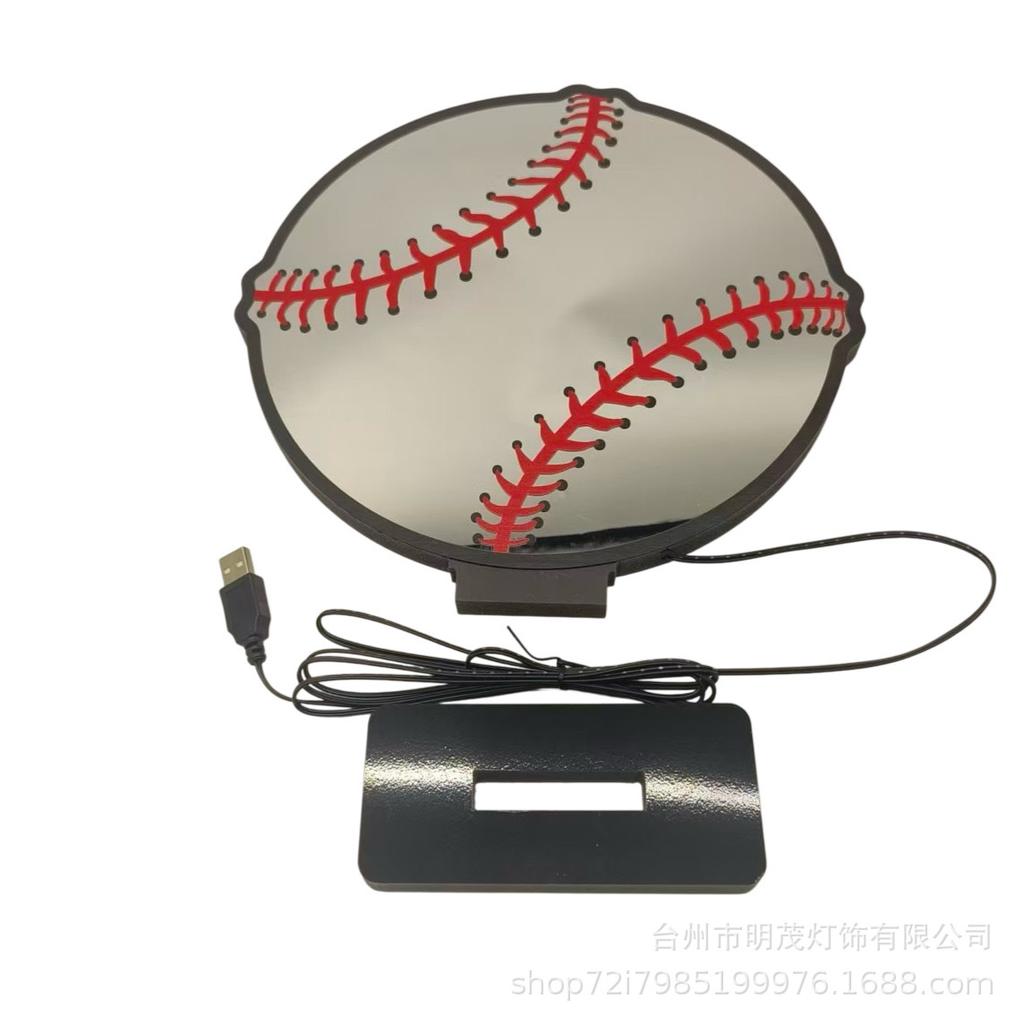 LED Baseball Infinity Mirror Neon Decor Light for Bedroom & Party
