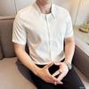 Men's Textured Stand Collar Short Sleeve Button Down Shirt Casual Streetwear Top