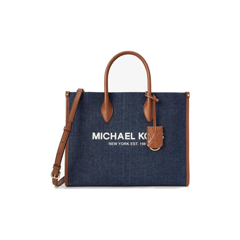 MICHAEL KORS Mirella Metal Logo Fabric Hand Crossbody Shoulder Bag Medium Women s Indigo синий