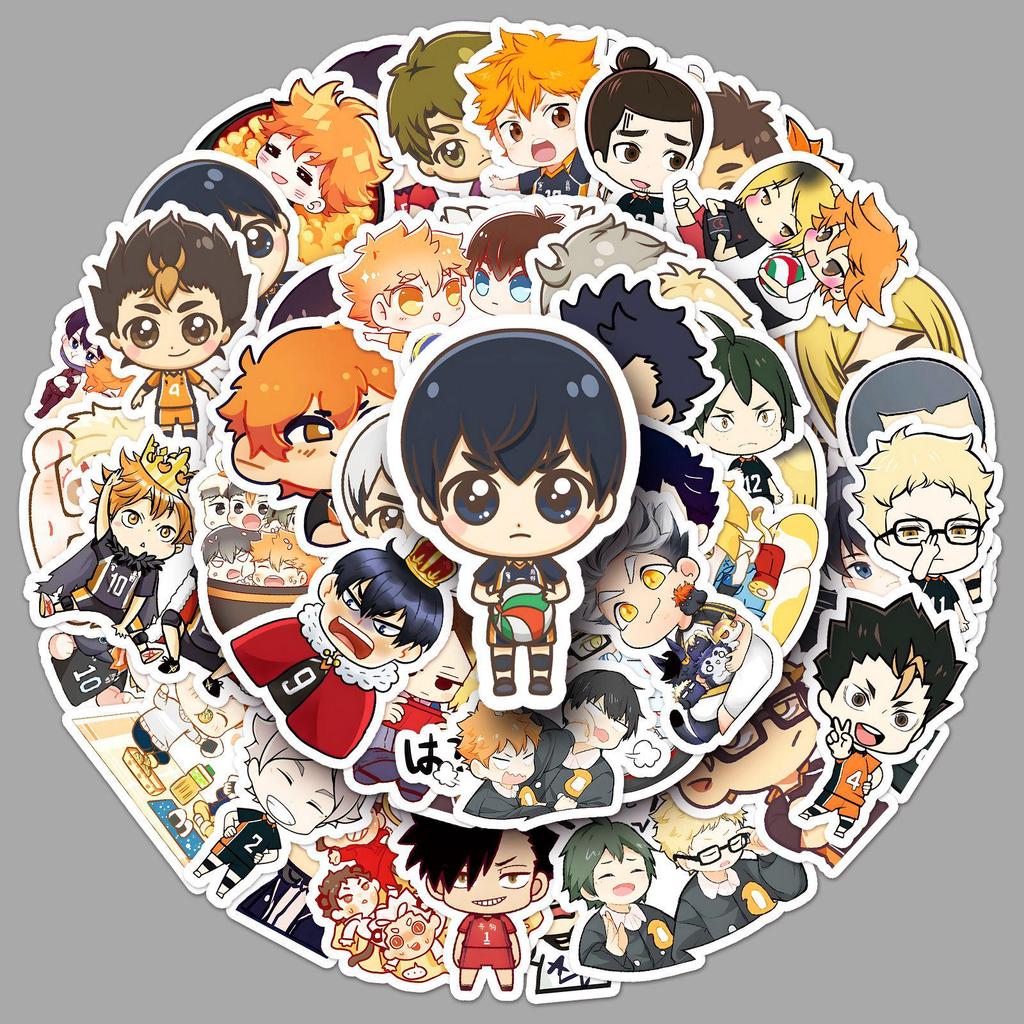 51-Piece Haikyuu!! Chibi Stickers Set: Kageyama, Notebook, Planner, Anime Manga Stationery