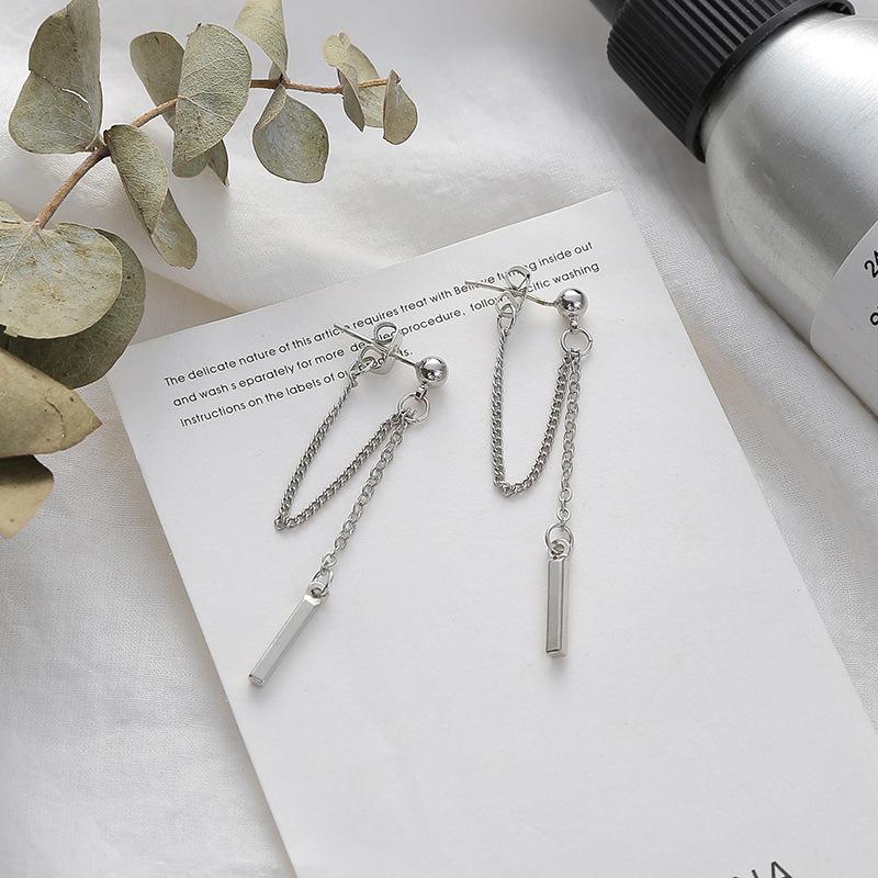 Korean trend cold wind Internet celebrity earrings women's chain fringed earrings temperament punk hipster earrings earclip