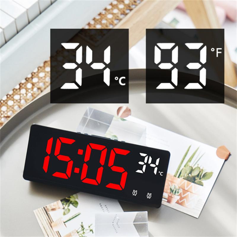 Voice Control Digital Alarm Clock Temperature Dual Alarm Snooze Desktop Table Clock with Backlight Light 12/24H LED Clock Watch