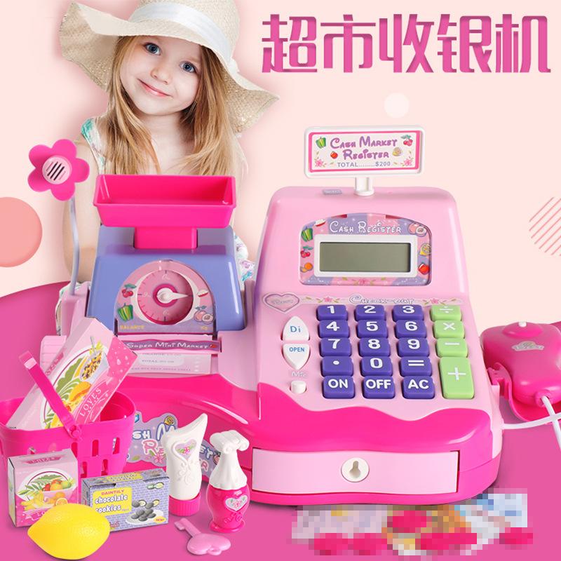 

Пятизвездочный кассовый аппарат Chirado Supermarket, детские игрушки для мальчиков и девочек, игровой кассовый аппарат для детей 3–6 лет розовый