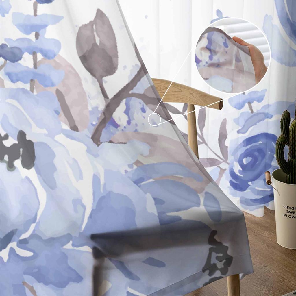 Plant Watercolor Nature Bedroom Curtains Tulle Sheer Curtain Living Room Home Decor Voile Drapes