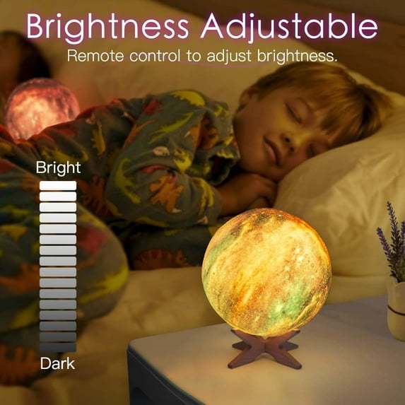 5.9 inch 16 Colors Moon Lamp Lava Lamp Night Lights for Kids Room Galaxy Mood Light 3D Moon Light with Wooden Stand Charging