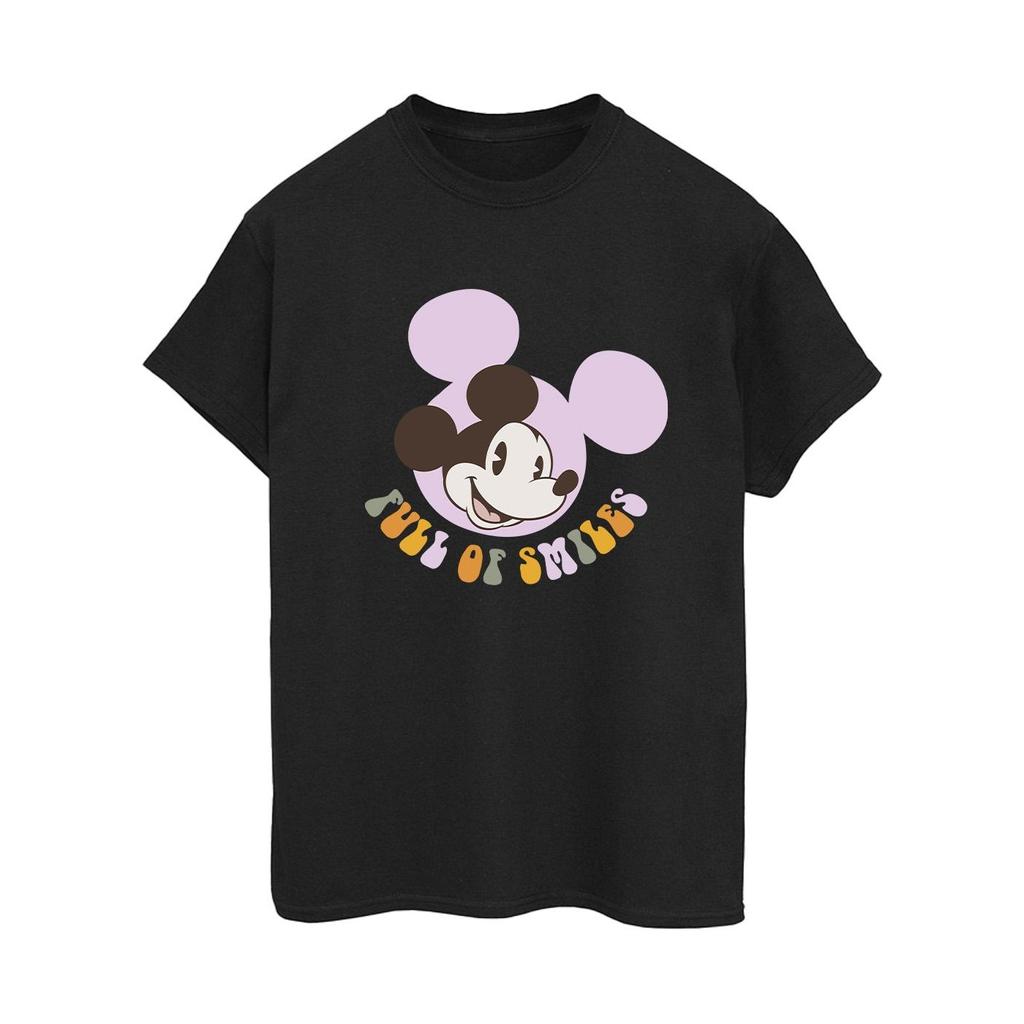 Disney Womens/Ladies Mickey Mouse Full Of Smiles Cotton Boyfriend T-Shirt