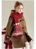 Girls' Academy Style Mid-Length Wool Coat with Horn Buttons - 49% Wool