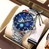 Ceas de mână de lux pentru bărbați Blue Sky Luminous Waterproof Cronograf Dată Ceas pentru bărbați Oțel inoxidabil Ceasuri cu cuarț pentru bărbați