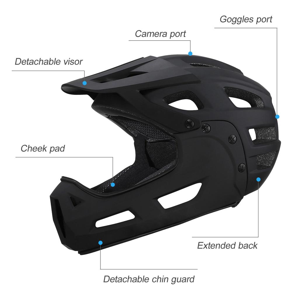 Full Face Cykelhjälm Vuxen Cykelhjälm med Avtagbart Hakskydd och Visir för Mountainbike