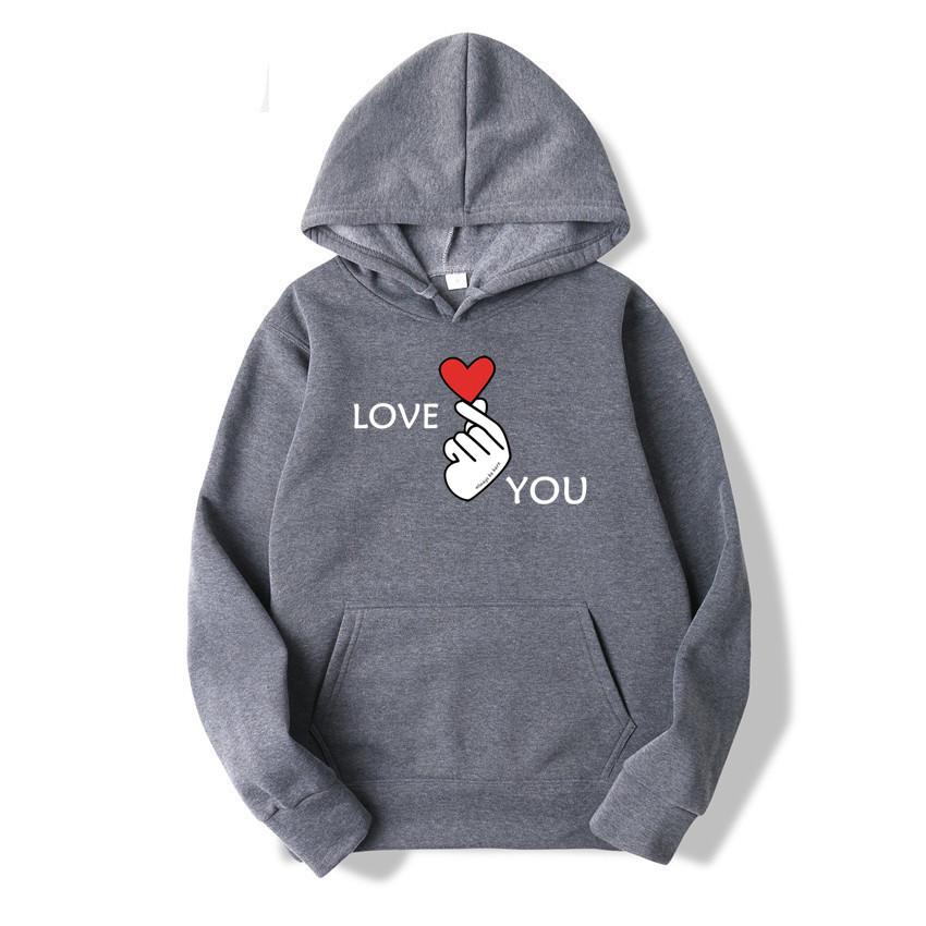 I Love You Letter Printed Hoodie Fashion Men's and Women's Sweater Brushed Super Large Couple Street Hoodie