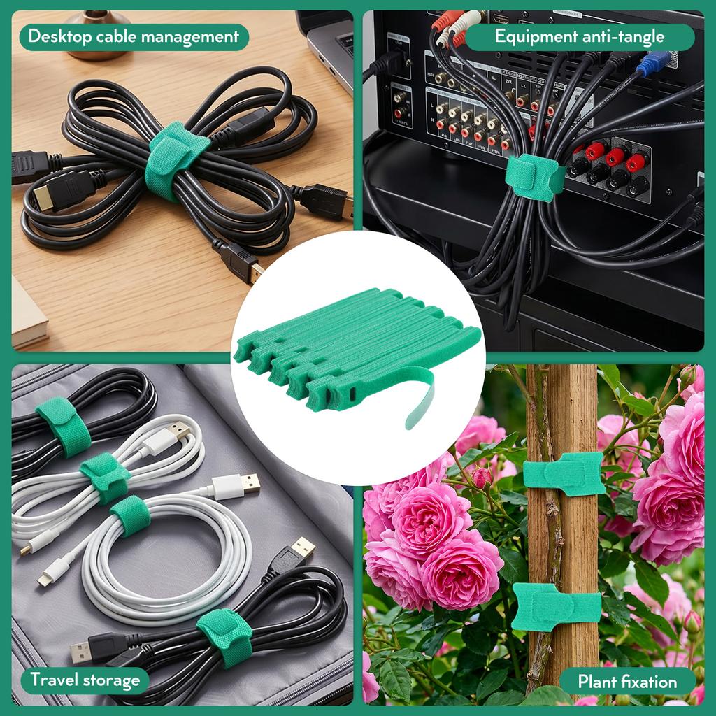 100Pcs Releasable Cable Ties Wire Organizer Hook Loop Straps Wrap Zip Bundle Bandage Tie Wire Management Home Office Fastening