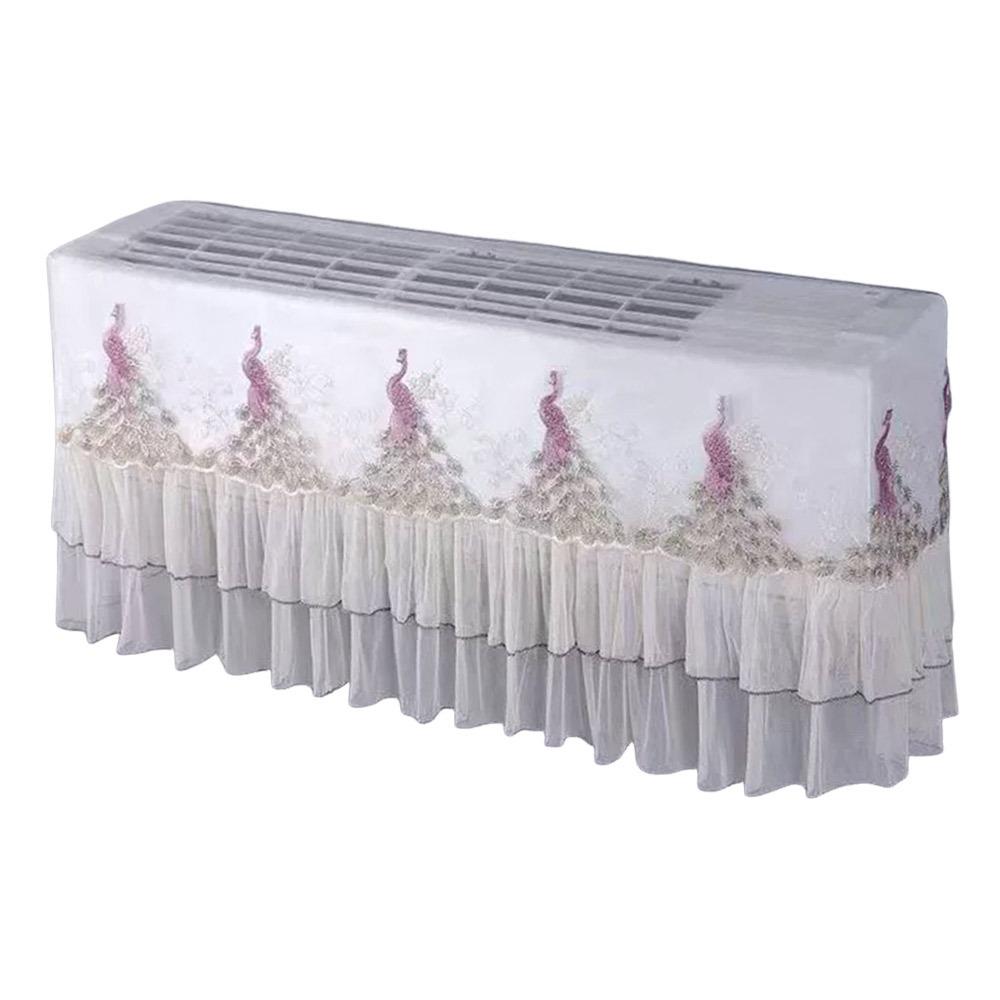 Lace Embroidery Flower Air Conditioner Protective Sleeve Dust-proof Fabric Windshield Curtain