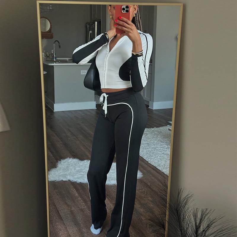 European Style Slimming Sportswear Set: Stand Collar Slim Fit Top & Shorts 2025