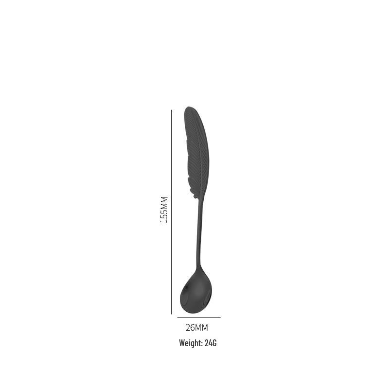 304 Stainless Steel Feather Spoon & Fork Set: Creative Wing Design for Kids, Coffee, and Parties