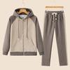 Conjunto de cárdigan con capucha de algodón liso para mujer - Moda exterior informal de moda para primavera/otoño