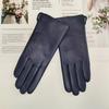 Ladies Sheepskin Gloves Classic Solid Color Versatile Leather Spring Knit Lining Cycling Driving Gloves Autumn