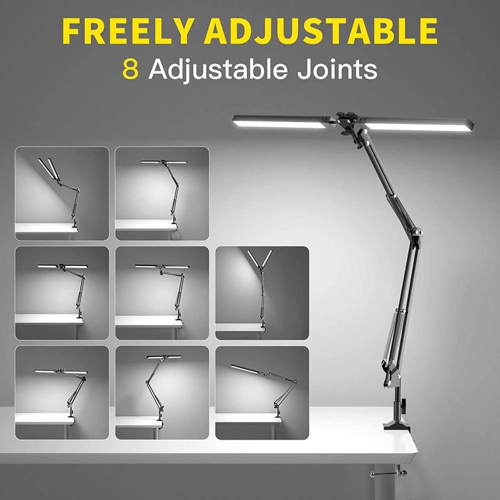 Home Office Large Lighting Range Table Lamp 24W Dimmable Swing Arm Piano Light Foldable Double Led Reading Desk Lamp