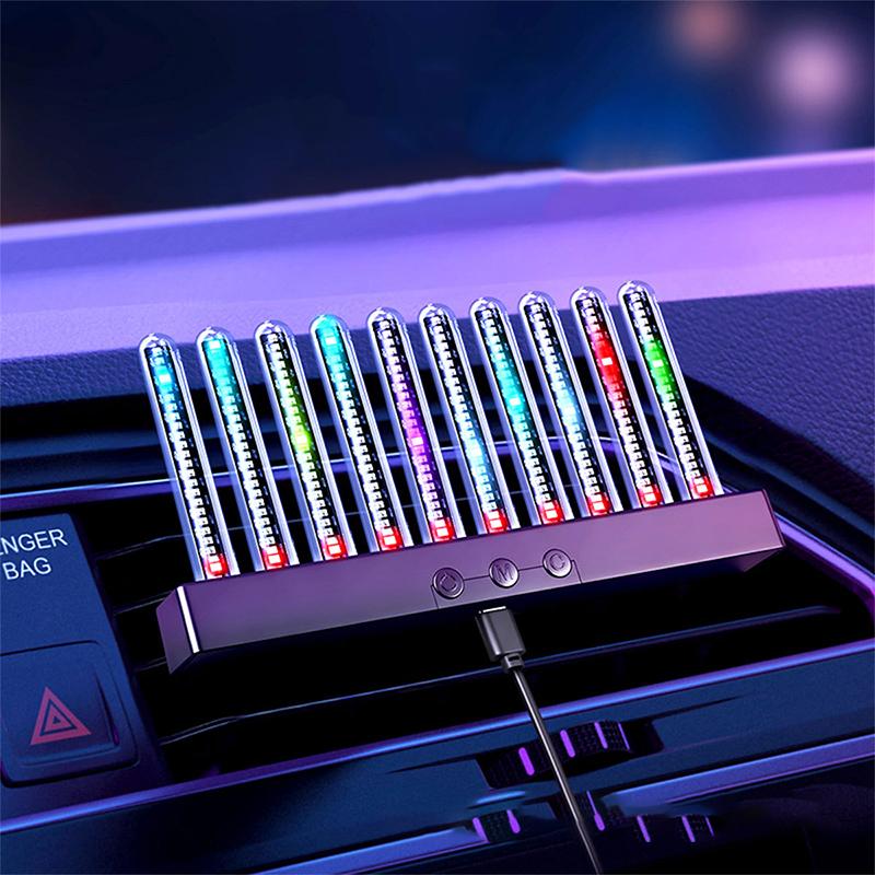 Car RGB Pickup Light Dynamic Gradient Sound Control Light Universal Air Vent Dashboard Car Interior Ornament Auto Interior Light