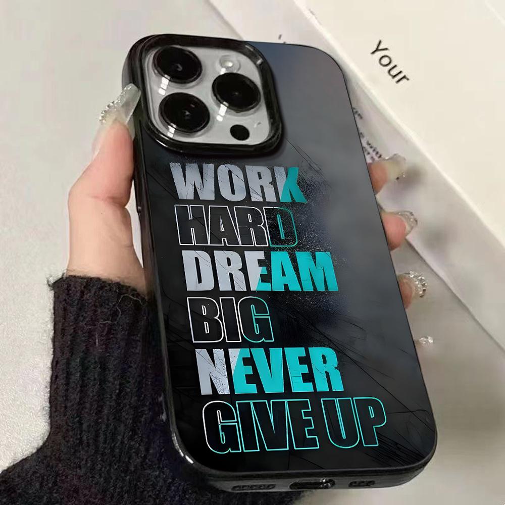 Fashionable inspirational text mobile phone case suitable for iPhone 17 16 15 14 13 12 Pro/ Max /Plus anti-fall and shockproof