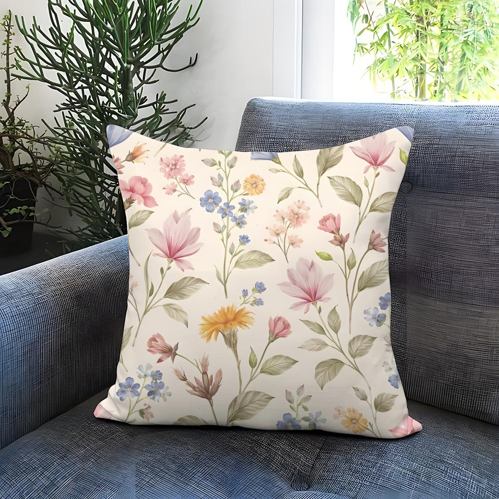 Flowers and plants Cushion Cover Comfortable Reversible Pillow Cover Ideal for Car Sofa Bedroom Beyond