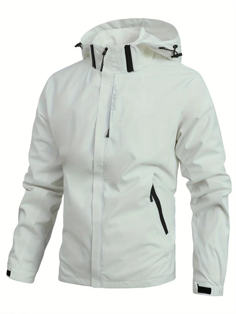 Spring and Autumn Men's Waterproof Rain Jacket Lightweight Outer Hooded Outdoor Raincoat Hiking Windproof Jacket Climbing Outdoor Jackets