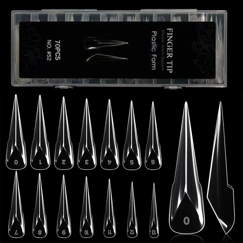 70PCS Nail Extension Dual System 3D Dragon Claw Forms Full Cover Acrylic Gel Builder Flexible Tips for Women Beauty Salon