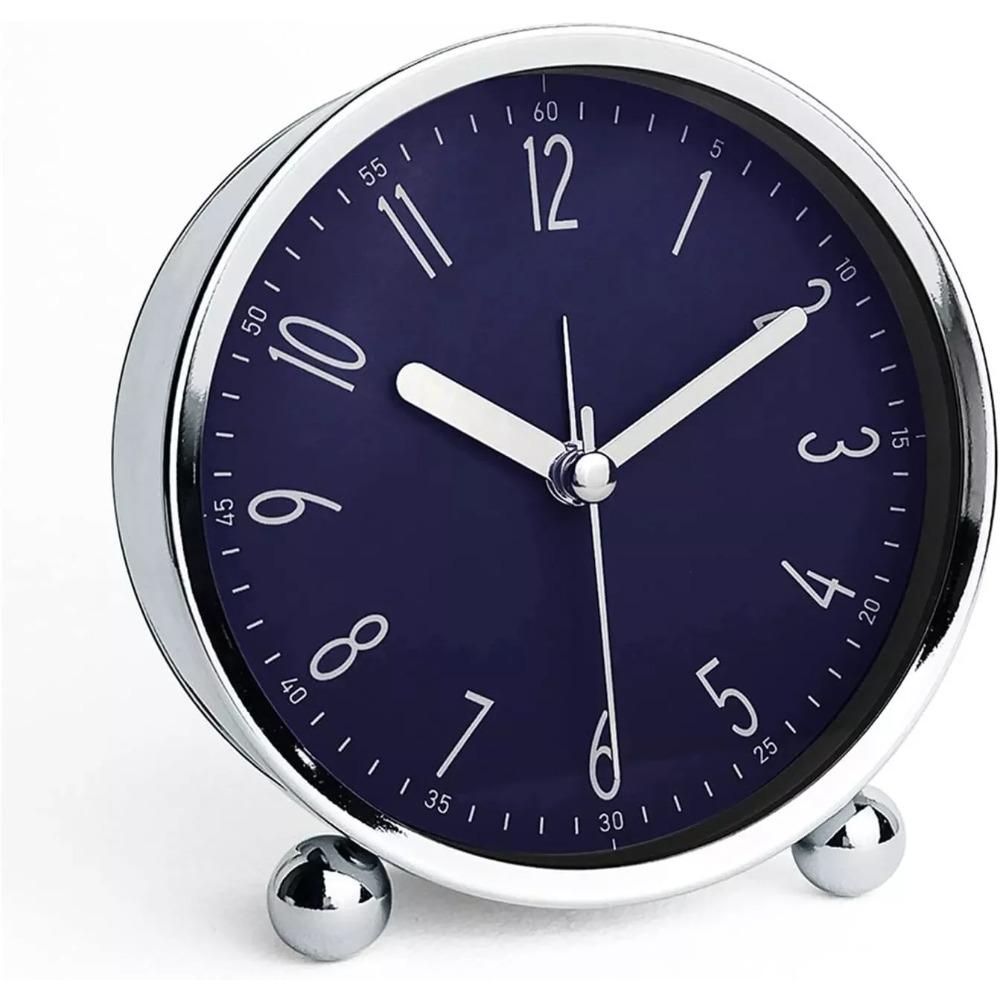 

Аналоговый будильник 4 дюйма круглый не тикающий работающий от батареек бесшумный повтор часов для спальни офисный стол идея подарка