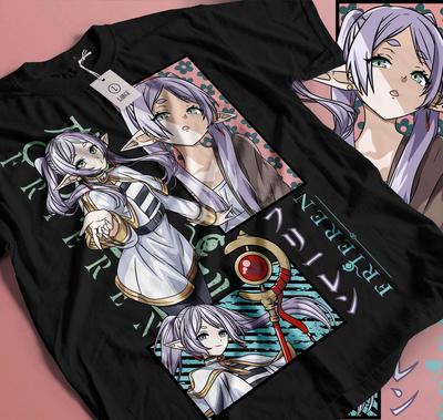 Frieren Anime T-Shirt, Vintage Manga Comic Tee, Unisex Cotton Streetwear Otaku T-shirt