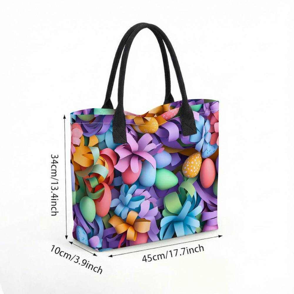  Easter Colorful Tote Bag Large Capacity Casual Handbag for Women Daily Use
