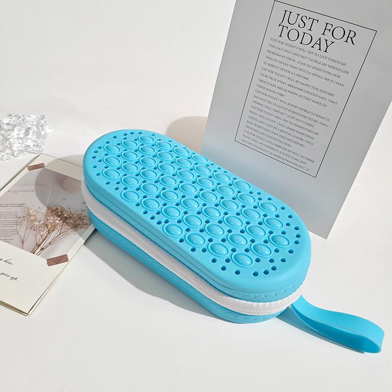 

Мужские и женские портативные дышащие очки для плавания, коробка для хранения, силиконовая коробка для очков, держатель, сумка для солнцезащитных очков, футляр для очков для чтения синий