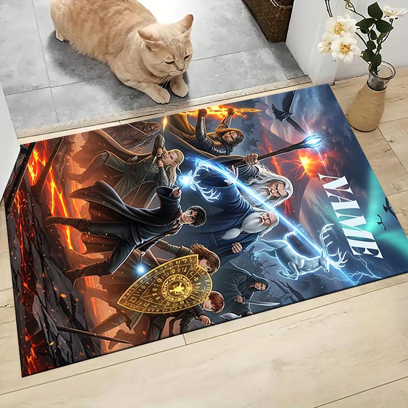 Custom Name Gryffindor Pride Fire Carpet Rug Customizable Soft Washable Anti-Slip Home Living Room Sofa Mats Personalized Rug. 090985